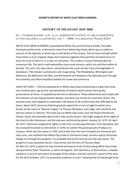 SCHARF's HISTORY of WHITE CLAY CREEK HUNDRED HISTORY of DELAWARE: 1609 HISTORY of DELAWARE: 1609-1888 by J. Thomas Scharf, A.M