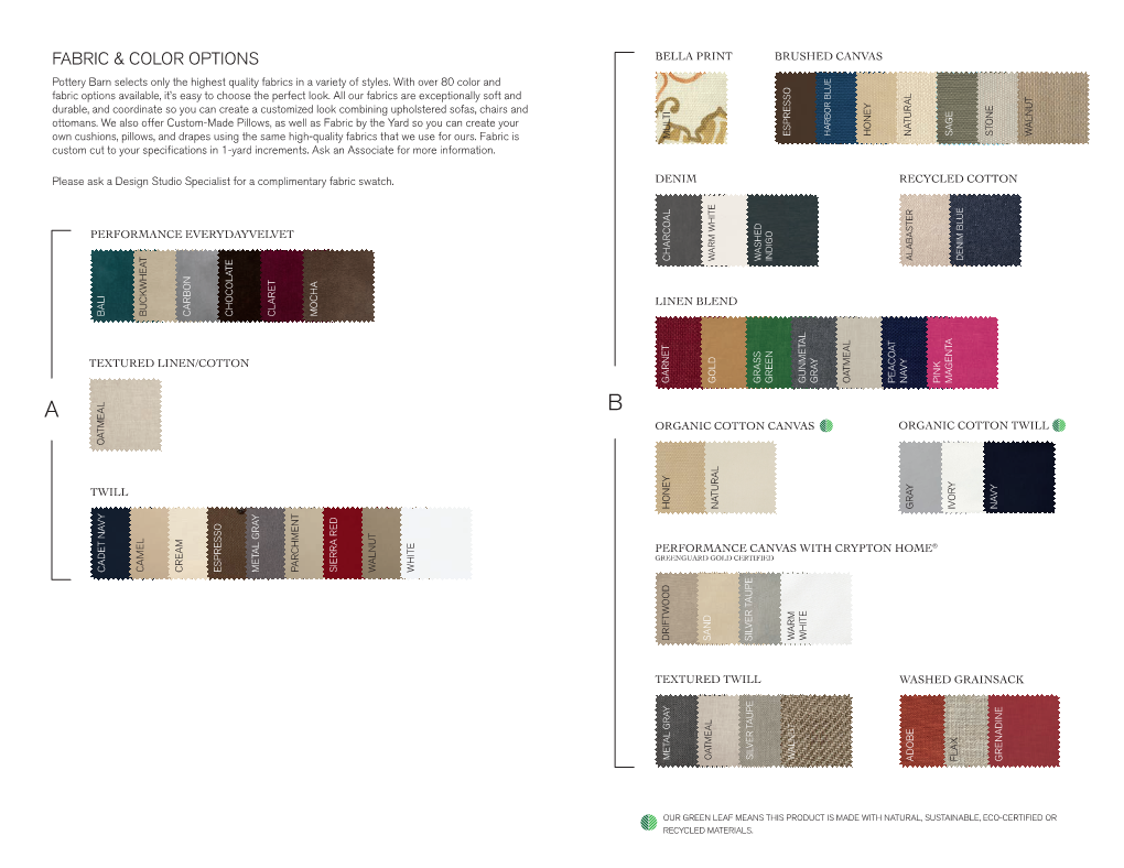 Fabric & Color Options