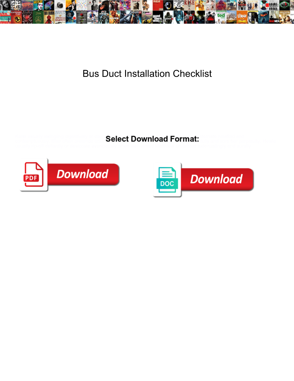 Bus Duct Installation Checklist