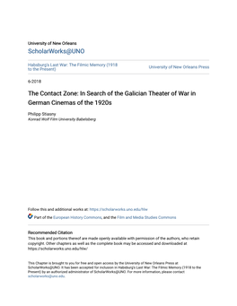 The Contact Zone: in Search of the Galician Theater of War in German Cinemas of the 1920S