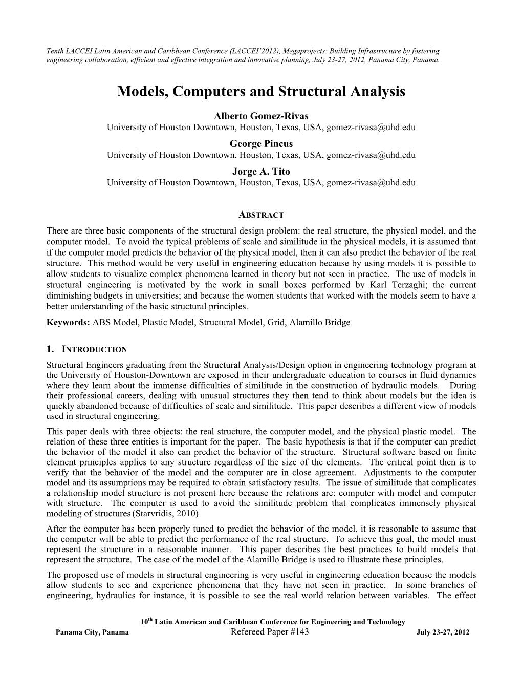 Models, Computers and Structural Analysis