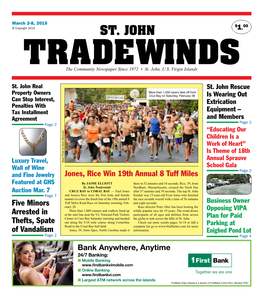 Five Minors Arrested in Thefts, Spate of Vandalism Jones, Rice Win 19Th Annual 8 Tuff Miles