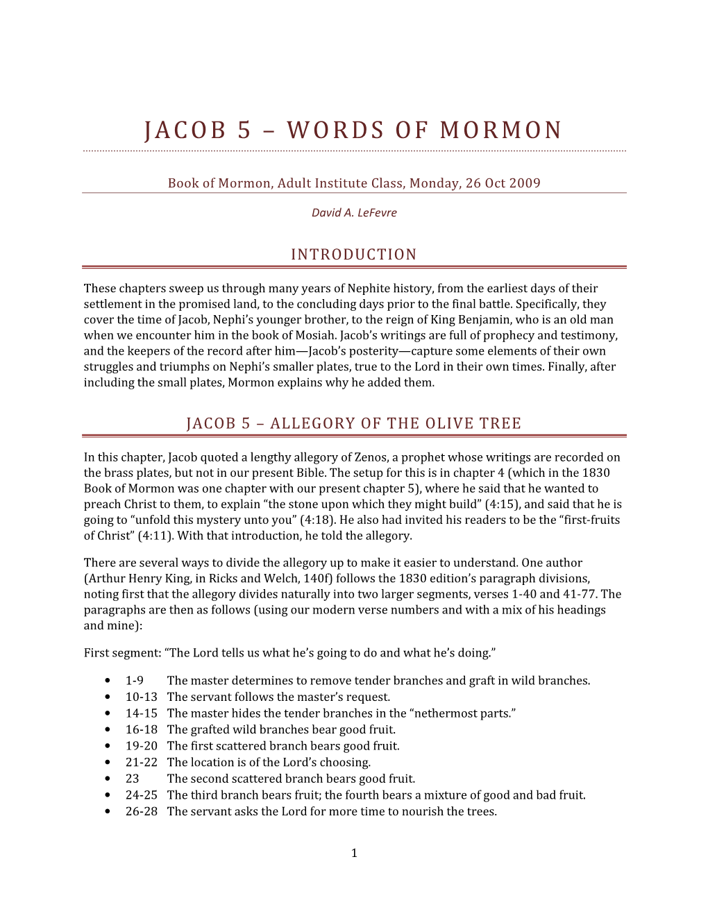 Jacob 5 – Words of Mormon