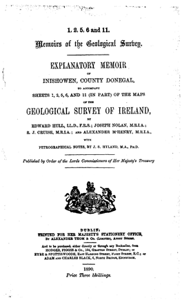 Explanatory Memoir of Inishowen, County Donegal, to Accompany