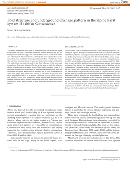 Fold Structure and Underground Drainage Pattern in the Alpine Karst System Hochifen-Gottesacker