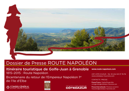Dossier De Presse Route Napoléon Itinéraire Touristique De Golfe-Juan À Grenoble
