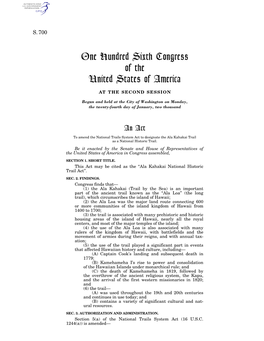 One Hundred Sixth Congress of the United States of America