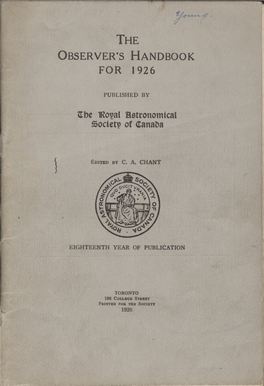 The Observer's Handbook for 1926