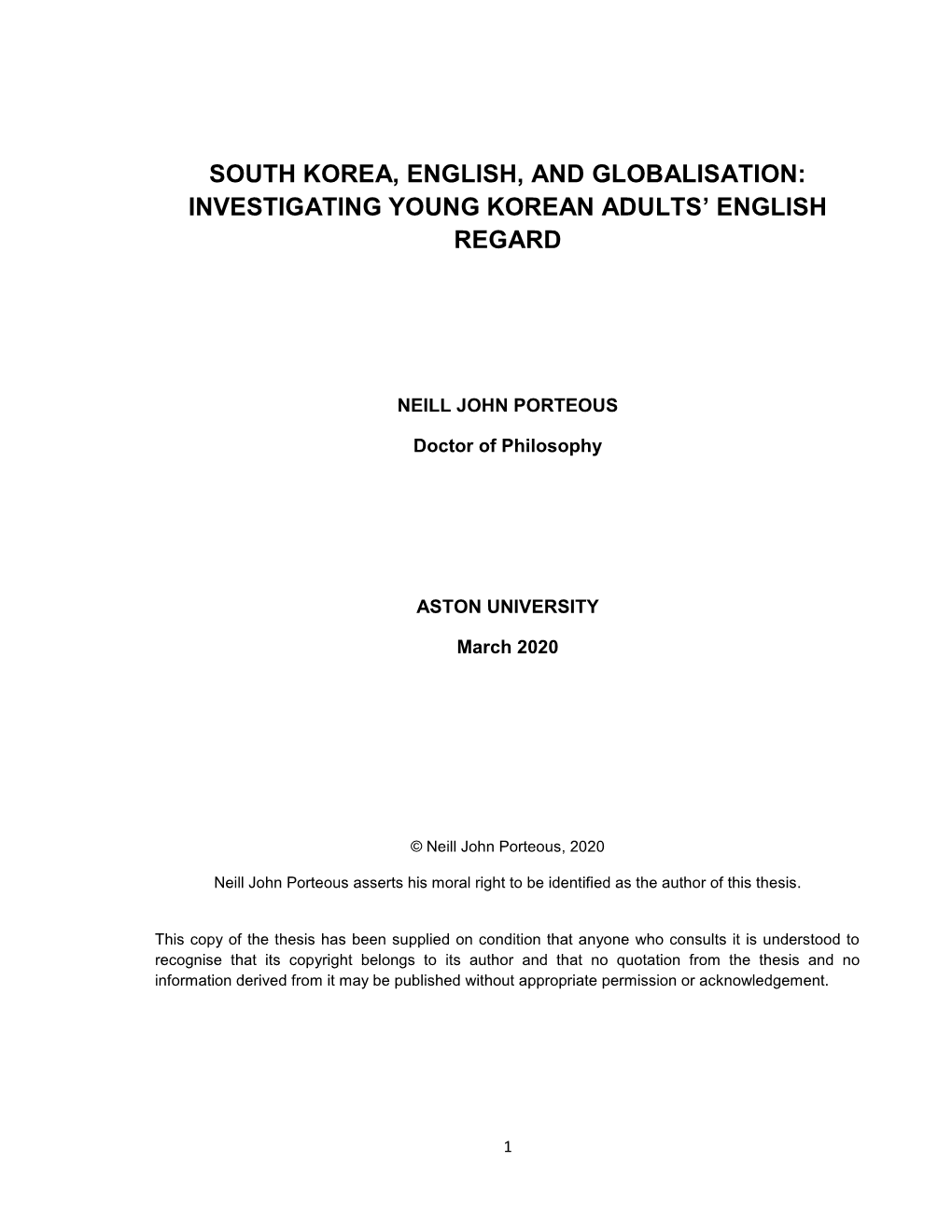 South Korea, English, and Globalisation: Investigating Young Korean Adults’ English Regard