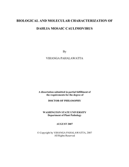 Biological and Molecular Characterization of Dahlia Mosaic Caulimovirus Abstract