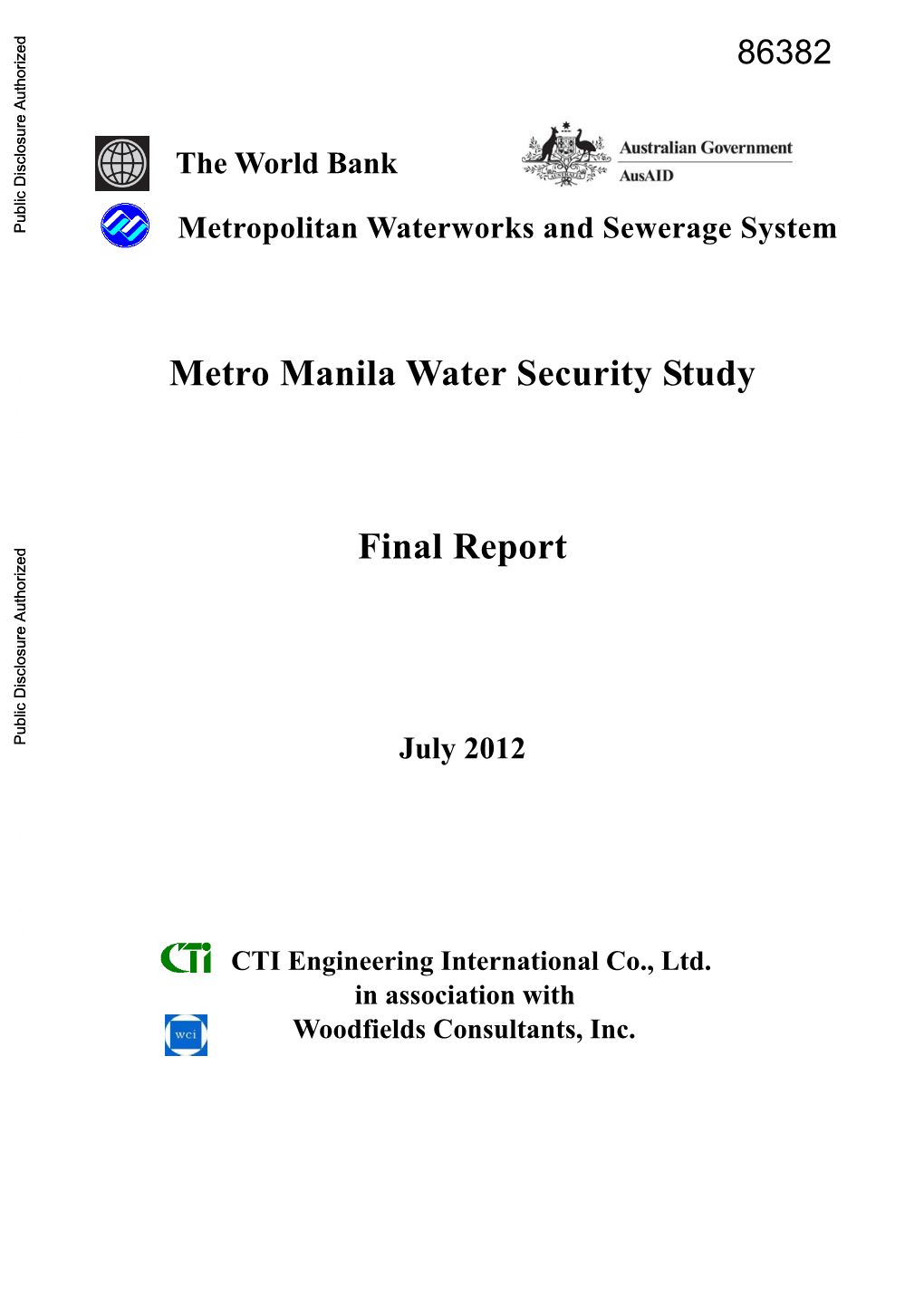 Metropolitan Waterworks and Sewerage System the World Bank Metro Manila Water