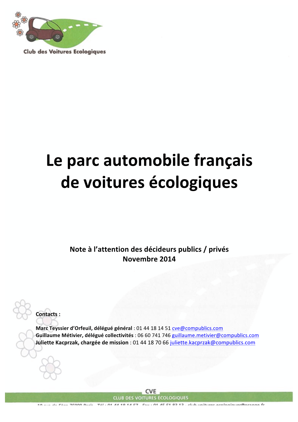 Le Parc Automobile Français De Voitures Écologiques