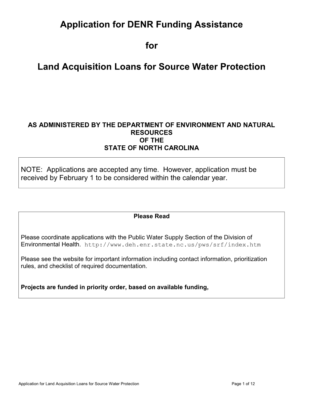 Application for DENR Funding Assistance