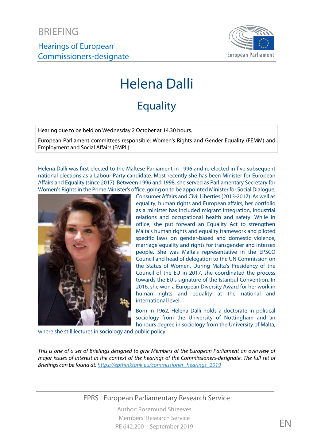 Helena Dalli Equality