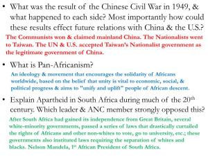 • What Was the Result of the Chinese Civil War in 1949, & What Happened