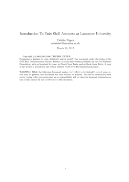 Introduction to Unix Shell Accounts at Lancaster University