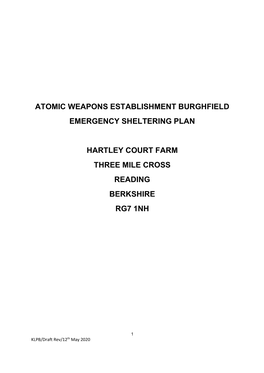 Atomic Weapons Establishment Burghfield Emergency Sheltering Plan