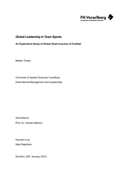 Global Leadership in Team Sports