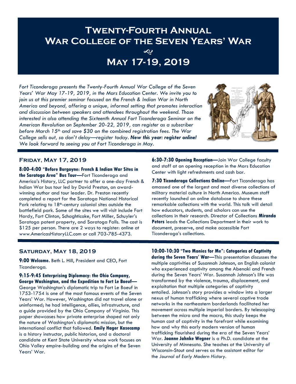 Twenty-Fourth Annual War College of the Seven Years' War May 17-19