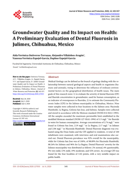 A Preliminary Evaluation of Dental Fluorosis in Julimes, Chihuahua, Mexico