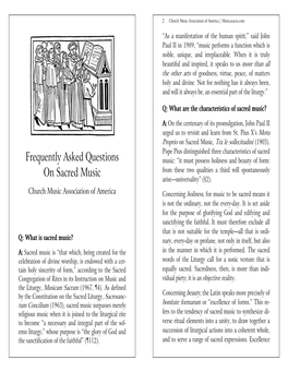 Frequently Asked Questions on Sacred Music