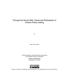 Citizen-Led Participation in Ontario Policy-Making