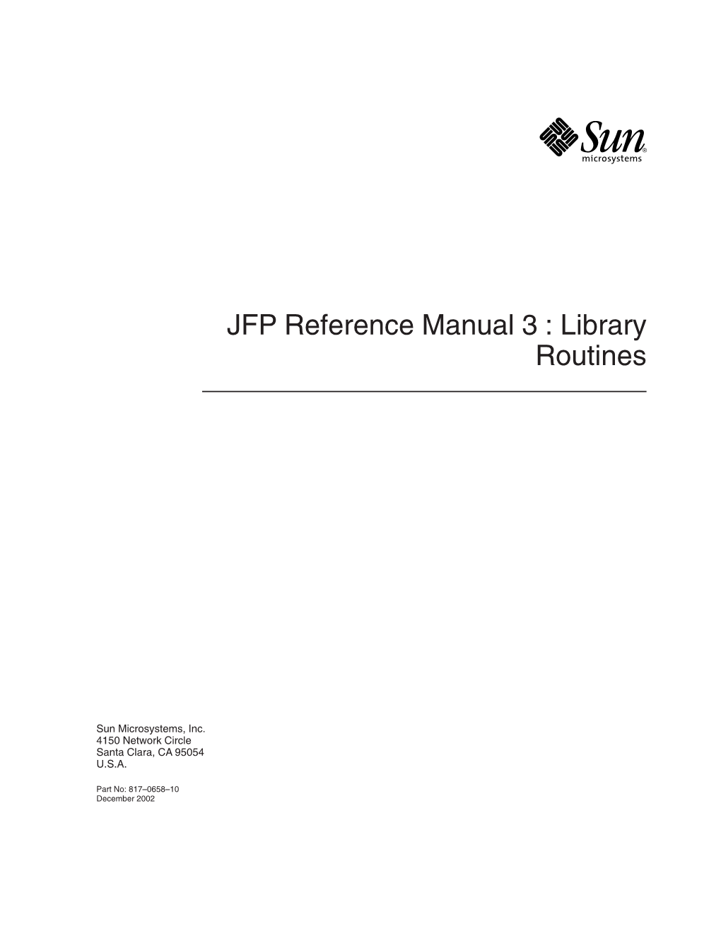 JFP Reference Manual 3 : Library Routines