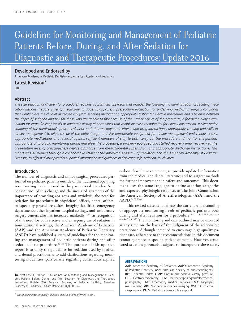 Guideline for Monitoring and Management of Pediatric Patients