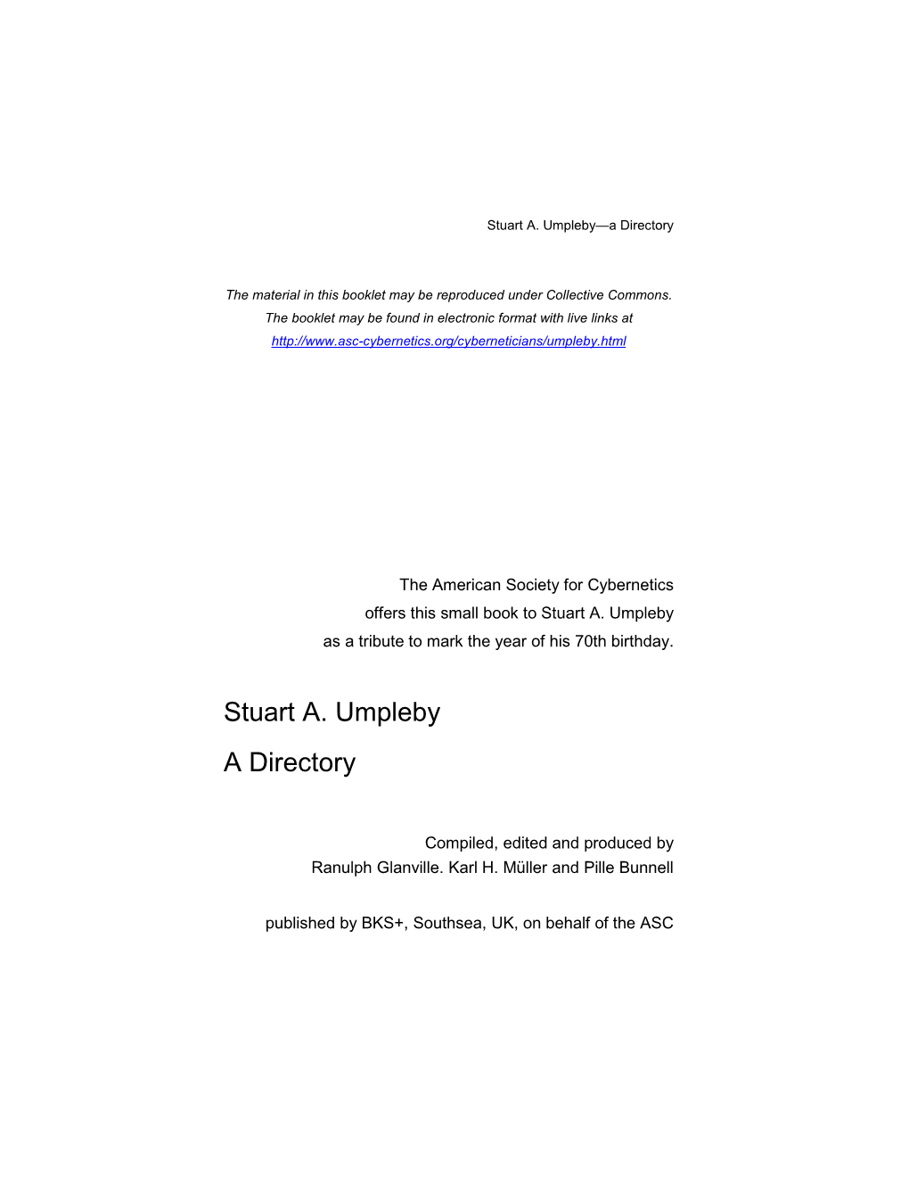 Stuart A. Umpleby a Directory