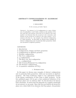 Abstract Configurations in Algebraic Geometry