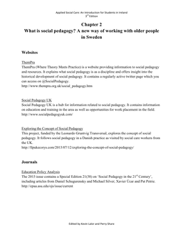 Chapter 2 What Is Social Pedagogy? a New Way of Working with Older People in Sweden