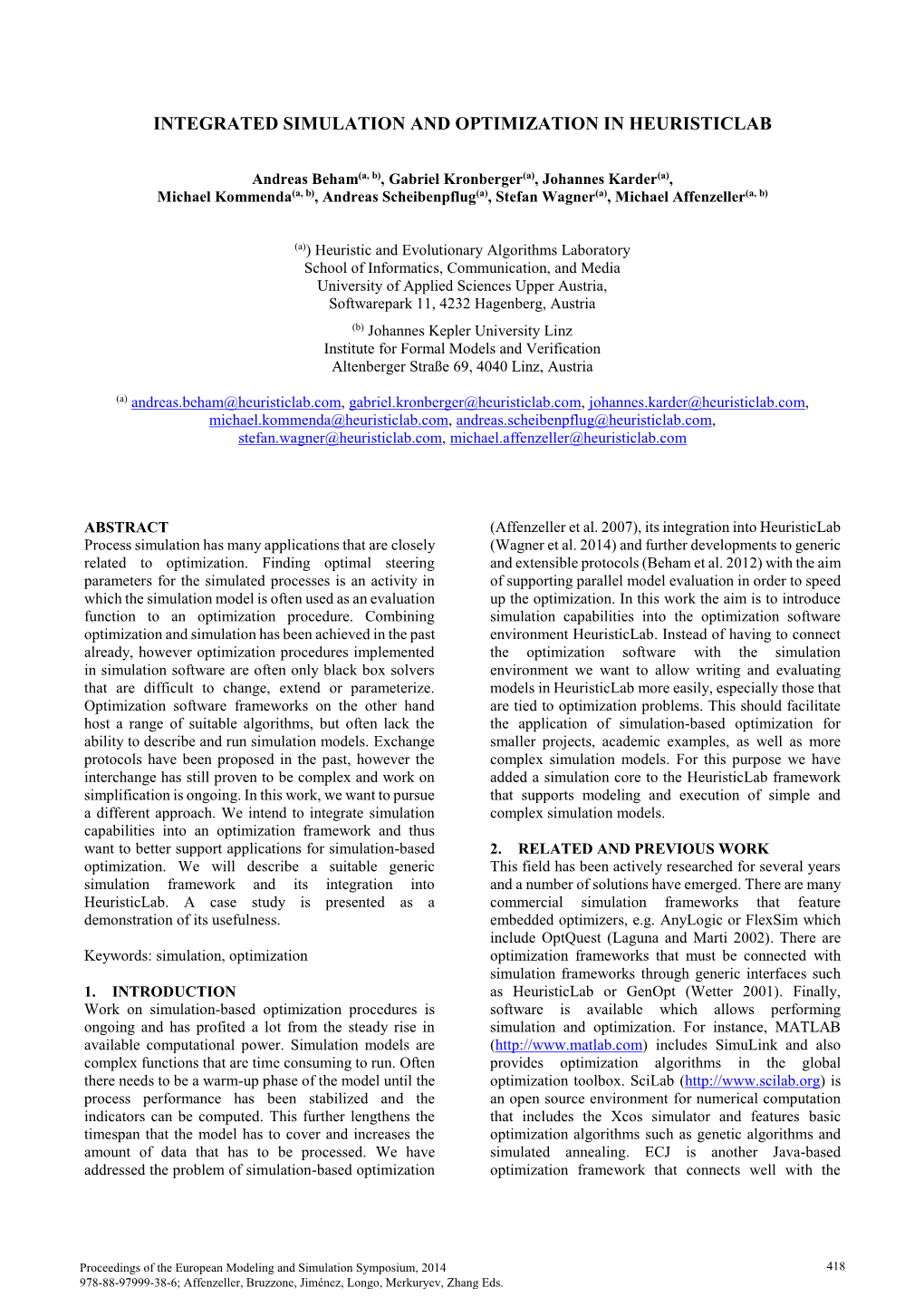 Integrated Simulation and Optimization in Heuristiclab