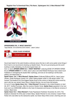 ? [PDF] Free Spidergwen Vol. 0: Most Wanted?