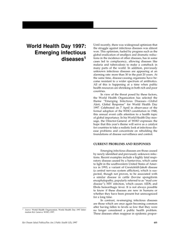 World Health Day 1997: Emerging Infectious Diseases1