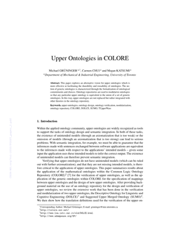 Upper Ontologies in COLORE