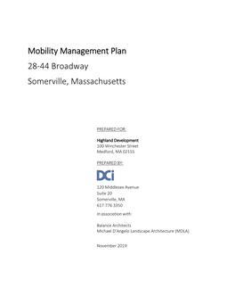 Mobility Management Plan 28-44 Broadway Somerville, Massachusetts