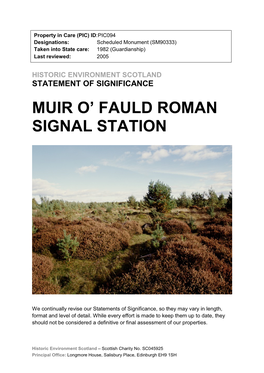 Muir O' Fauld Roman Signal Station