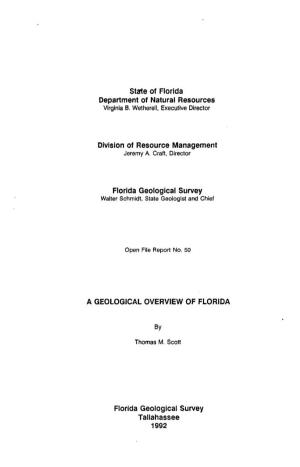 State of Florida Department of Natural Resources Division of Resource