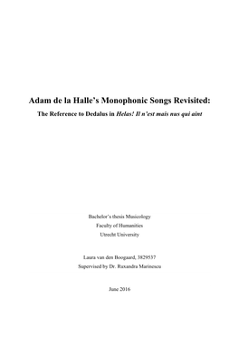 Adam De La Halle's Monophonic Songs Revisited