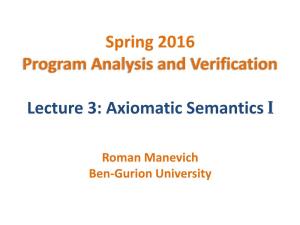 Axiomatic Semantics I