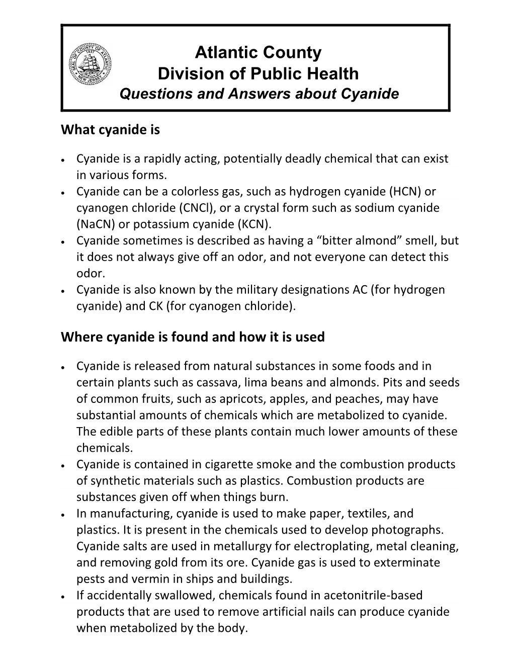 Cyanide Fact Sheet