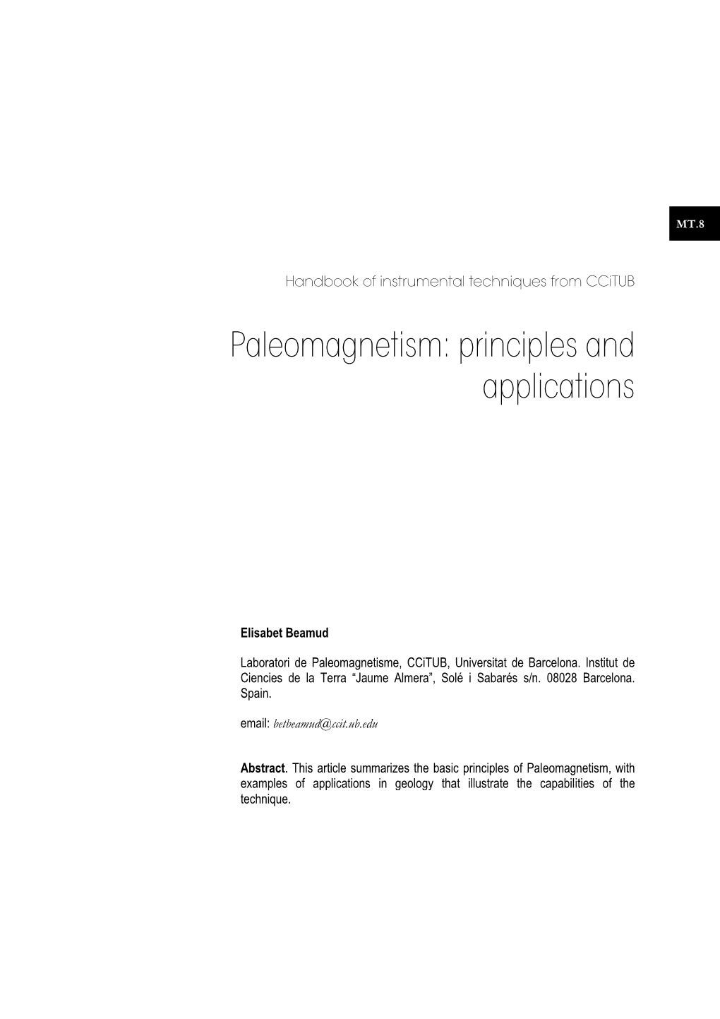 Paleomagnetism: Principles and Applications