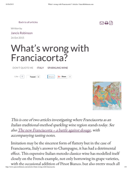 What's Wrong with Franciacorta?