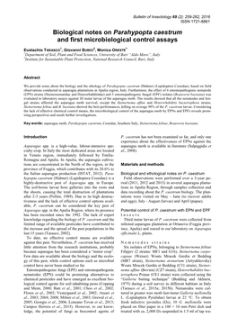 Biological Notes on Parahypopta Caestrum and First Microbiological Control Assays