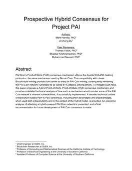 Prospective Hybrid Consensus for Project PAI