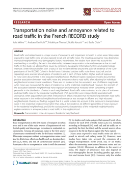 Transportation Noise and Annoyance Related to Road