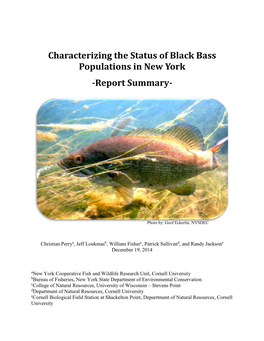 Characterizsing the Status of Black Bass Populations in New York