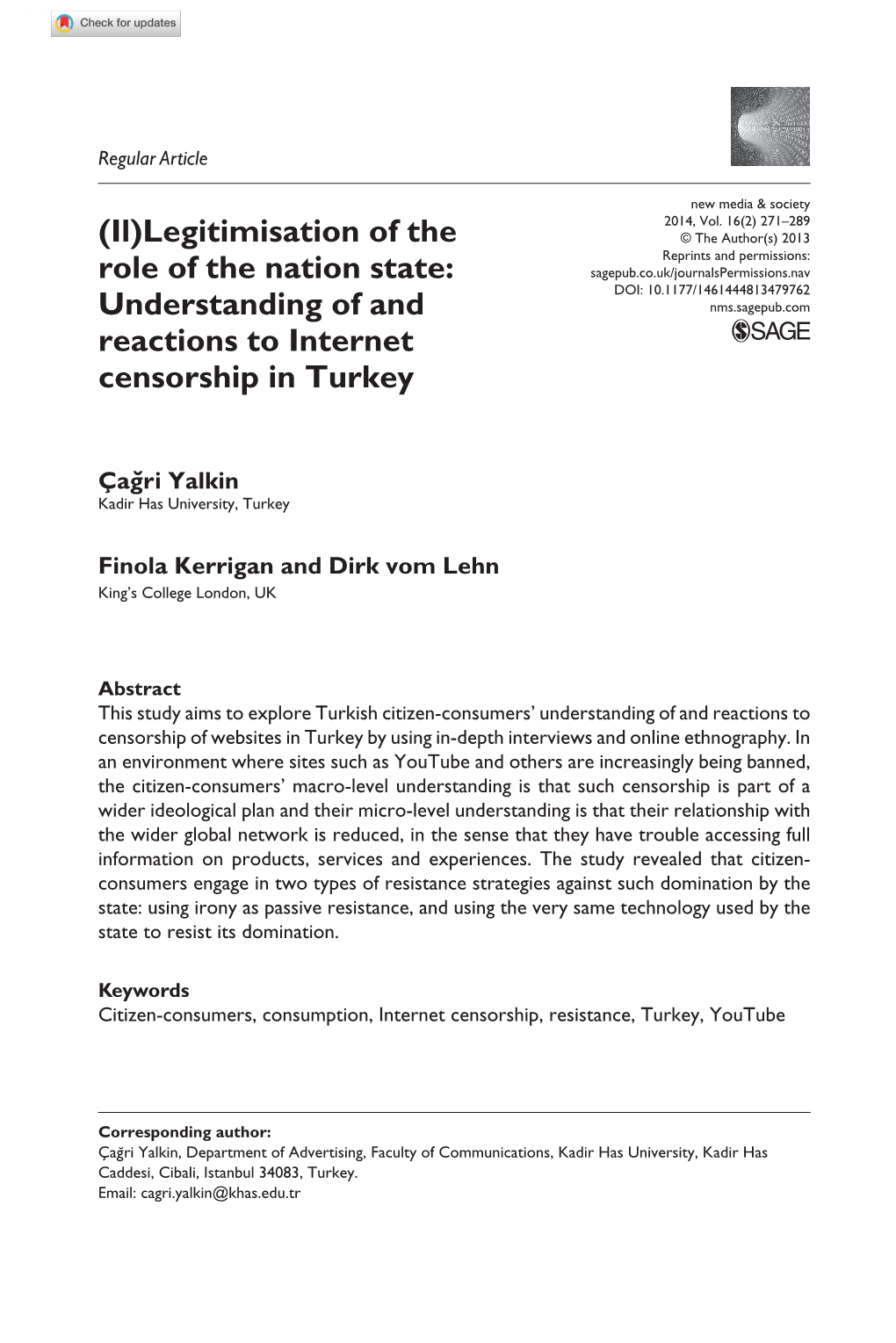 (Il)Legitimisation of the Role of the Nation State: Understanding of And