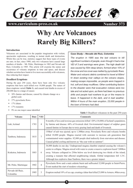 Why Are Volcanoes Rarely Big Killers?