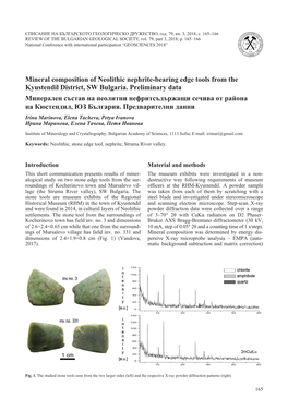 Mineral Composition of Neolithic Nephrite-Bearing Edge Tools from the Kyustendil District, SW Bulgaria